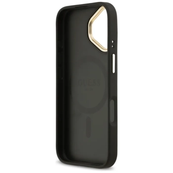 Guess Grained Strass Logo MagSafe - Etui iPhone 17 (czarny)