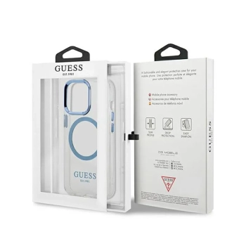Guess Metal Outline Magsafe - Etui iPhone 13 Pro (przezroczysty / niebieski)