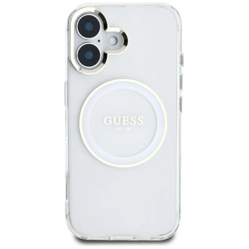 Guess IML Metal Colored Circle Classic Logo MagSafe - Etui do iPhone 16 (biały)