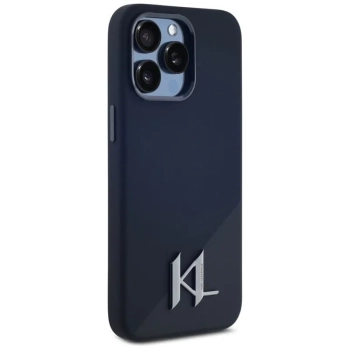 Karl Lagerfeld Silicone Shadow Metal Initial MagSafe - Etui do iPhone 15 Pro (czarny)