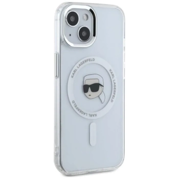 Karl Lagerfeld IML Metal Karl Head MagSafe - Etui do iPhone 15 (biały)