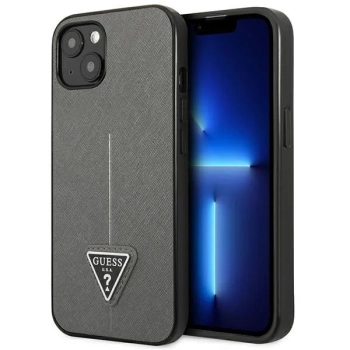 Guess Saffiano Triangle Logo Case - Etui iPhone 13 (srebrny)