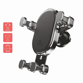 Crong Gravity Auto-Lock Car Holder - Uchwyt samochodowy grawitacyjny do telefonu 4,7”-6,5” (czarny)