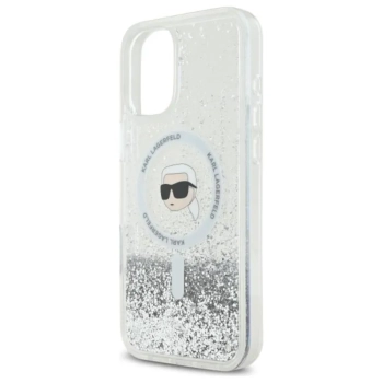 Karl Lagerfeld Liquid Glitter Karl Head MagSafe - Etui iPhone 16 (przezroczysty)