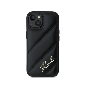 Karl Lagerfeld Diagonal Quilted Script - Etui iPhone 15 / 14 / 13 (czarny)