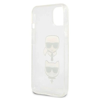 Karl Lagerfeld Glitter Karl & Choupette Head - Etui iPhone 13 mini (srebrny)