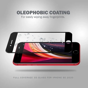 Crong 3D Armour Glass - Szkło hartowane 9H na cały ekran iPhone SE (2022/2020) / 8 / 7 + ramka instalacyjna