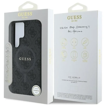 Guess Leather 4G Colored Ring Classic Logo MagSafe - Etui do Samsung Galaxy S25 Ultra (czarny)