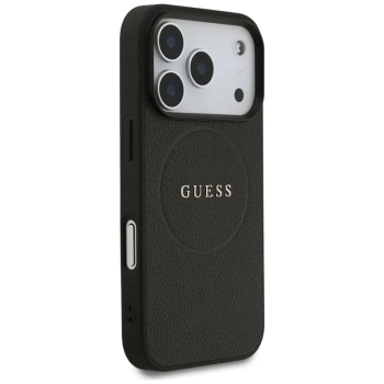 Guess Grained Ring MagSafe - Etui iPhone 17 Pro (czarny)