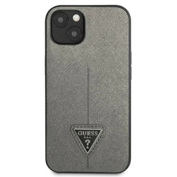Guess Saffiano Triangle Logo Case - Etui iPhone 13 (srebrny)