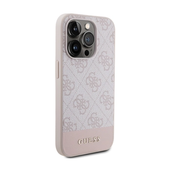 Guess 4G Bottom Stripe Metal Logo Collection - Etui iPhone 15 Pro (różowy)