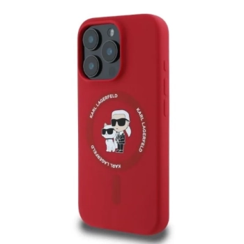Karl Lagerfeld Silicone Karl & Choupette Ring MagSafe - Etui iPhone 16 Pro Max (czerwony)