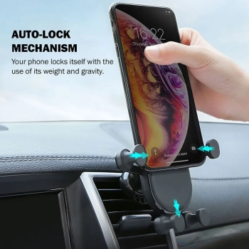 Crong Gravity Auto-Lock Car Holder - Uchwyt samochodowy grawitacyjny do telefonu 4,7”-6,5” (czarny)