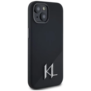 Karl Lagerfeld Silicone Shadow Metal Initial MagSafe - Etui do iPhone 15 (czarny)