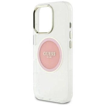 Guess IML Metal Colored Circle Classic Logo MagSafe - Etui do iPhone 16 Pro Max (różowy)