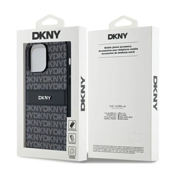 DKNY Leather Mono Stripe & Metal Logo - Etui iPhone 14 Pro Max (czarny)