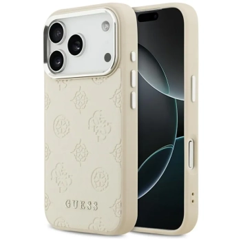 Guess Peony Hot Stamp Script MagSafe - Etui iPhone 17 Pro (beżowy)