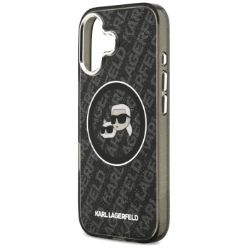 Karl Lagerfeld IML Glitter Karl & Choupette Heads Logo MagSafe - Etui iPhone 17 (czarny)
