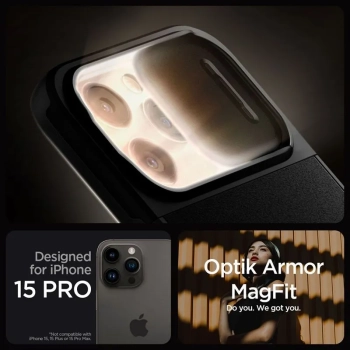 Spigen Optik Armor Mag MagSafe - Etui do iPhone 15 Pro (Czarny)