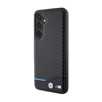BMW Leather Carbon Blue Line - Etui Samsung Galaxy S24+ (czarny)