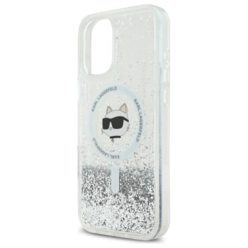 Karl Lagerfeld Liquid Glitter Choupette Head MagSafe - Etui iPhone 16 (przezroczysty)