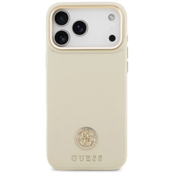 Guess Grained Strass Logo MagSafe - Etui iPhone 17 Pro Max (beżowy)