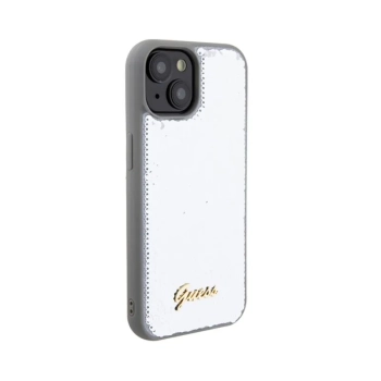 Guess Sequin Script Metal - Etui iPhone 15 (srebrny)