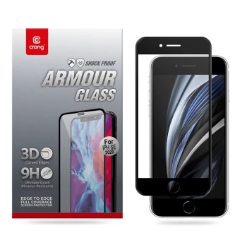 Crong 3D Armour Glass - Szkło hartowane 9H na cały ekran iPhone SE (2022/2020) / 8 / 7 + ramka instalacyjna