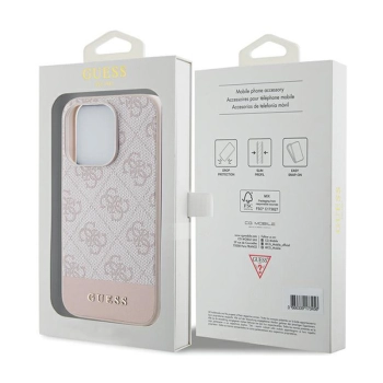 Guess 4G Bottom Stripe Metal Logo Collection - Etui iPhone 15 Pro (różowy)