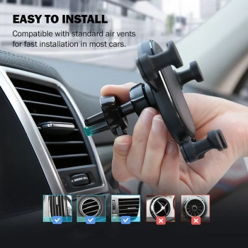 Crong Gravity Auto-Lock Car Holder - Uchwyt samochodowy grawitacyjny do telefonu 4,7”-6,5” (czarny)