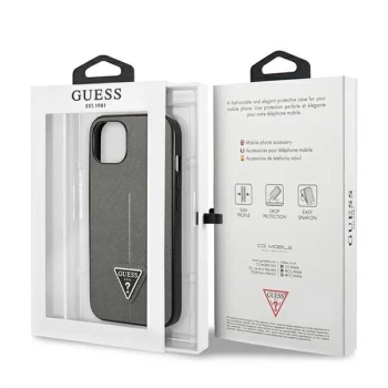 Guess Saffiano Triangle Logo Case - Etui iPhone 13 (srebrny)