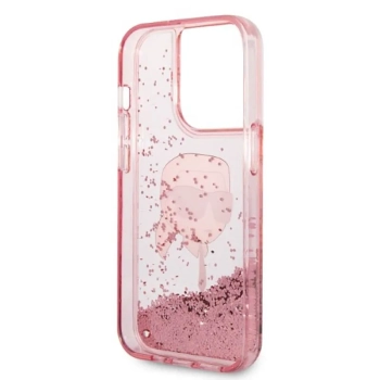 Karl Lagerfeld Liquid Glitter NFT Karl's Head - Etui iPhone 14 Pro Max (różowy)