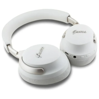 Guess Metal Script Logo - Bezprzewodowe słuchawki nauszne Bluetooth ANC + ENC (beżowy)