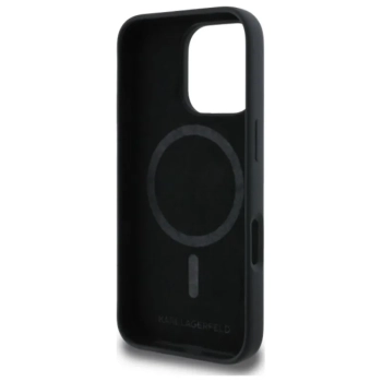 Karl Lagerfeld Silicone Double Heads Print MagSafe - Etui iPhone 16 Pro (czarny)