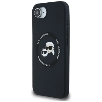 Karl Lagerfeld Silicone Karl & Choupette Heads MagSafe - Etui do iPhone 16e (czarny)