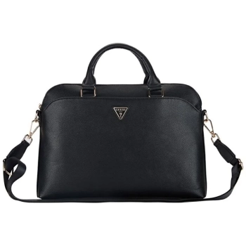 Guess Grained Zipper Pocket Triangle Logo - Torba na notebooka 15" (czarny)
