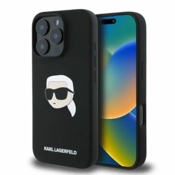 Karl Lagerfeld Silicone Karl Head Print MagSafe - Etui iPhone 16 Pro Max (czarny)