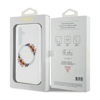 Guess IML Flowers Wreath MagSafe - Etui Samsung Galaxy S24 (przezroczysty)
