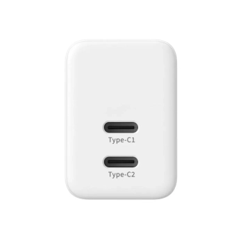 Crong Ultra Compact GaN - Ładowarka sieciowa 2x USB-C 35W PD 3.0 z PPS (biały)