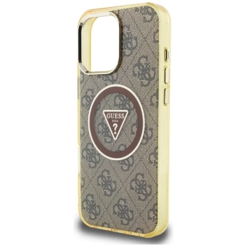 Guess IML Metal Glitter 4G Circle Triangle MagSafe - Etui do iPhone 16 Pro (brązowy)