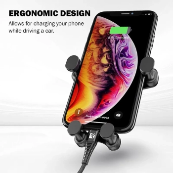 Crong Gravity Auto-Lock Car Holder - Uchwyt samochodowy grawitacyjny do telefonu 4,7”-6,5” (czarny)