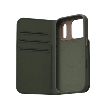 Moshi Overture MagSafe - Skórzane etui 3w1 z klapką iPhone 17 Pro (Moss Green)