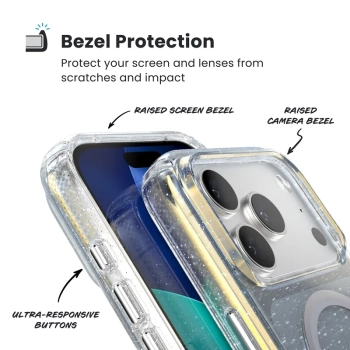 Speck Presidio Lux MagSafe - Etui iPhone 17 Pro Max (Hyper Mirror Glitter / Silver Metallic)