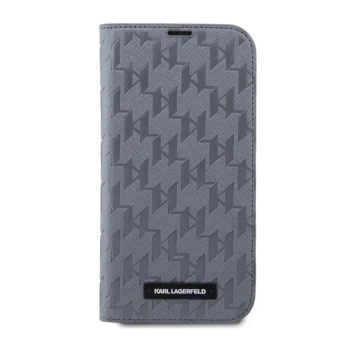 Karl Lagerfeld Booktype Saffiano Monogram - Etui iPhone 14 Pro Max (Srebrny)