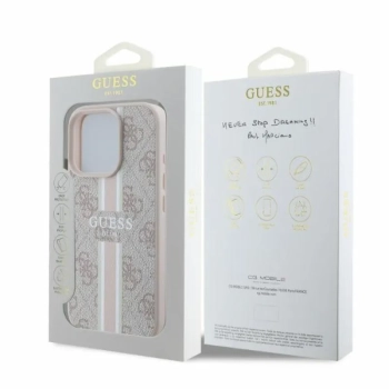 Guess 4G Printed Stripes MagSafe - Etui iPhone 16 Pro (różowy)