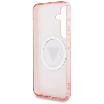 Guess 4G Glitter Triangle Buttons MagSafe - Etui do Samsung Galaxy S25 (różowy)