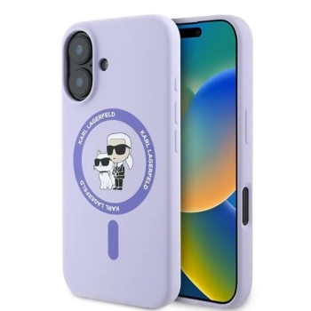 Karl Lagerfeld Silicone Karl & Choupette Ring MagSafe - Etui iPhone 16 Plus (fioletowy)