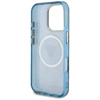 Guess IML Metal Glitter 4G Circle Triangle MagSafe - Etui do iPhone 16 Pro Max (niebieski)