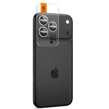 Spigen Optik Pro GLAS.TR EZ Fit Camera Protector 2-Pack - Szkło ochronne na obiektyw do iPhone 16 Pro / 16 Pro Max / 17 Pro / 17 Pro Max (2 szt) (Silv