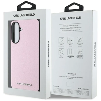 Karl Lagerfeld Saffiano Metal Logo - Etui do Samsung Galaxy A56 5G (różowy)